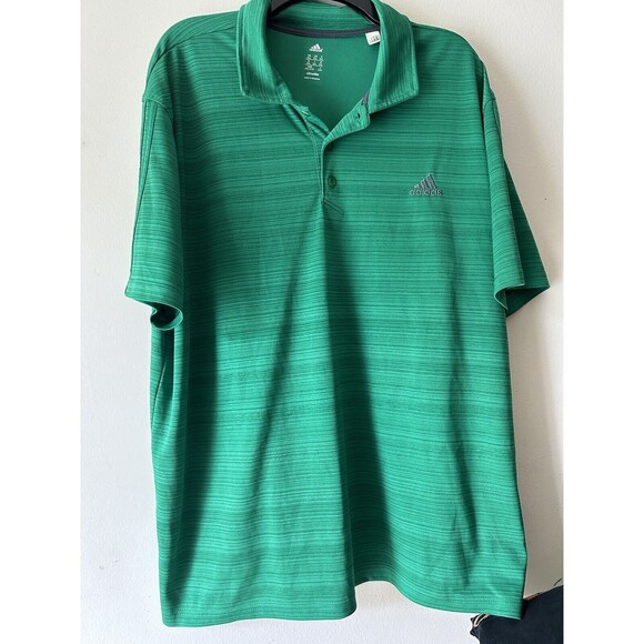 adidas Other - Adidas Climalite Mens Polo Shirt Green W/Green Stripes  Size Large